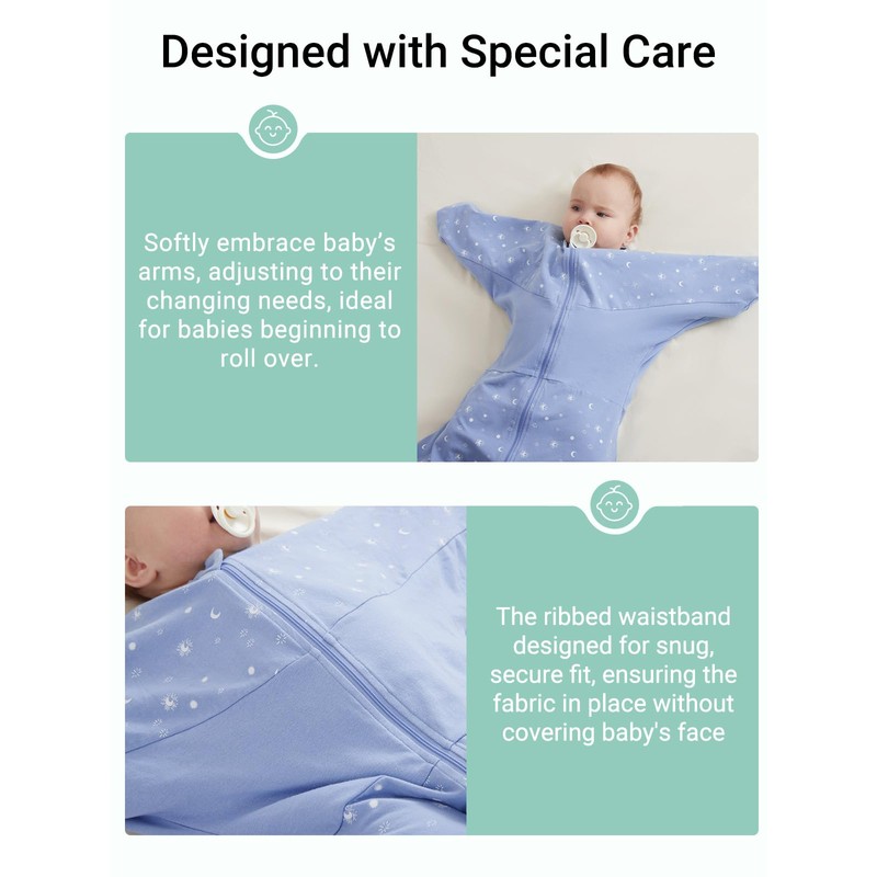 GROWNSY Transitional Swaddle Sleep Sack 3-6 Months, Starfish Design Baby