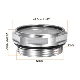 HARFINGTON 2pcs Air Compressor Oil Sight Glass 42 x 2mm Male Thread Liquid Level Gauge Aluminum Alloy Hex Head Oil Indicator Window with O-Ring for Air Compressor Gearbox Tanks, Silver