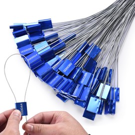 Bolt Dropper High Security Cable Tags Seals - Metal Container Seals with Steel Wire Numbered Tags - Metal Wire Identification Tamper Seal - Heavy Duty Lock Ties with Number - 100pcs