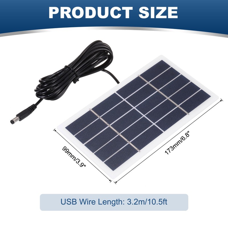 sourcing map 5V 2W 0.4A Mini Solar Panels, 3.2m Wire