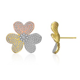 Dnswez 14K Gold Studs Earrings for Women, Butterfly Flower Heart Drop Earrings Multiple Colour Cubic Zirconia Stud Statement Earrings Unique Flower Jewelry Gift (Flower 2)