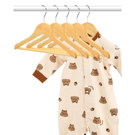 AMKUFO Baby-Hangers 10 Pack Kids-Hangers, 12.75 Inch Wooden Baby Hangers-for-Kids, Wood Children Hangers with Pant Bar & Shoulder Notches, Natural Clothes Hangers Solid & Durable