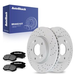 AutoShack Front Brake Kit Replacement for 2006-2010 Hyundai Sonata 3.3L V6 FWD Drilled & Slotted Silver Coated Disc Brake Rotors Ceramic Brakes Pads 11.8" (300.0 mm) TurboGuard BRK010337064