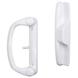 Eockatoo Sliding Glass Patio Door Handle Replacement Set Only Non-Keyed Pull Handles, Fits 3-15/16" Hole Spacing, 1-1/4" to 2" Thick Doors, Non-Handed, White