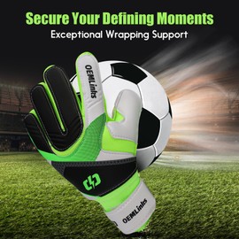 Aegicormy Youth&Adult Soccer Goalie Goalkeeper Gloves,Embossed Anti-Slip Latex Palm,Provide Extreme Strong Control and Grip (Green Fingerless Guard, 9)