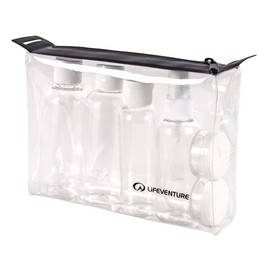 Lifeventure Travel Flight Bottle Set, Less Than 100ml, Refillable Flight Liquid Containers (x6) With Clear Bag. Perfect Reusable Trip Organiser For Check-in Security