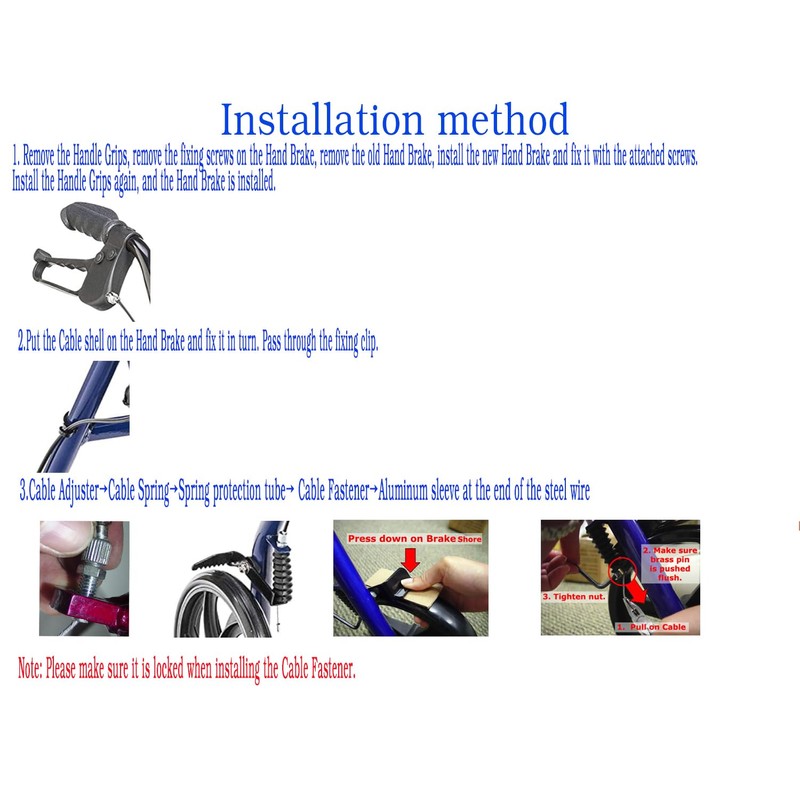 Rollator Brake Handle Replacement Hand Brake with Cable,40" Cable,5W &