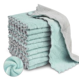 Bessrung 20 Pack Kitchen Dish Cloths, Super Absorbent Microfiber Cleaning Cloth for Cleaning Dishes, Kitchen, Bathroom, Car (Grey & Green)