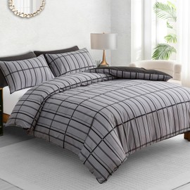 Pamposh Double Duvet Set - Premium Brushed Microfiber Double Duvet Cover - Ultrasoft Reversible Quilt Cover Double - Easy Care Lightweight Bedding Set 3Pcs with Zipper Closure