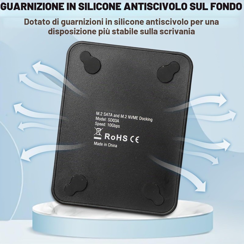 Docking station per dischi rigidi, M.2 NVME e SATA, docking