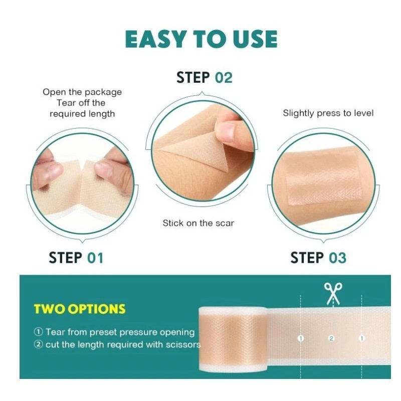 Pumkot Silicone Scar Tape Roll 1.6"x120" Surgical Scars Keloid Burn