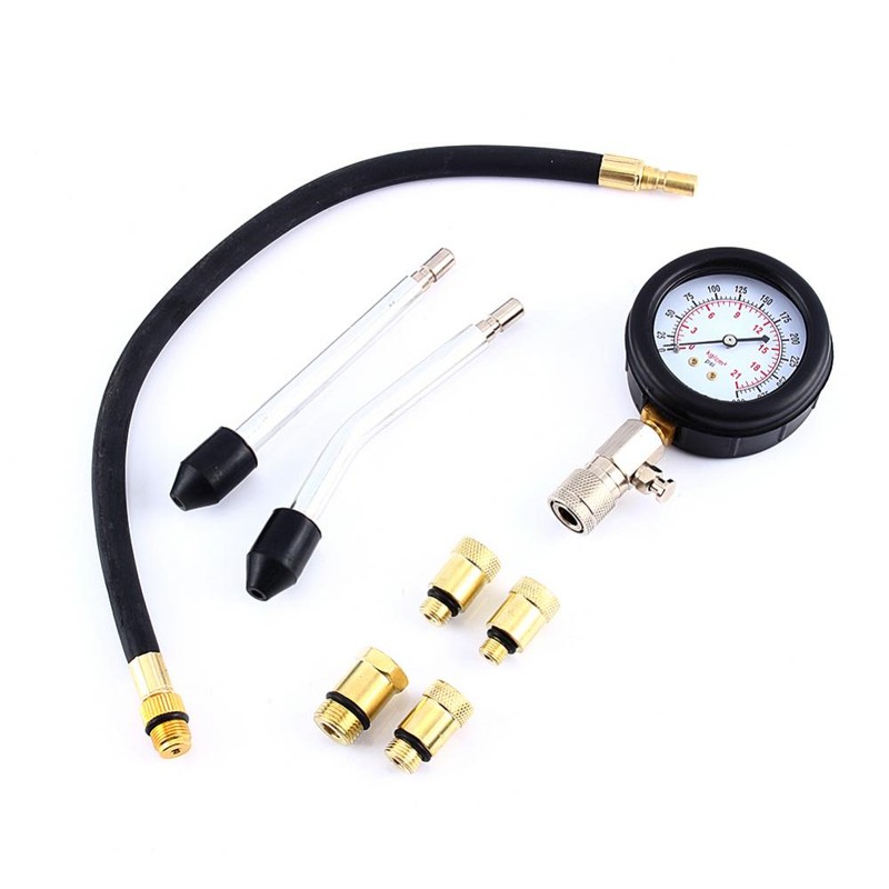 Petrol Engine Compression Tester Test Gauge Kit Car Motorcycle Garage