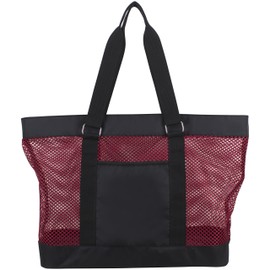 Eastsport Mesh Tote Beach Bag, Black/Red