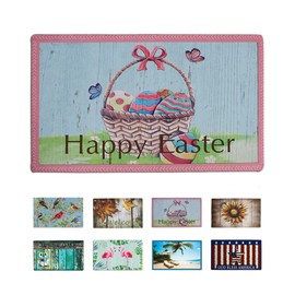 K KILIPES Happy Easter Door Mat Durable Rubber Non-Slip Welcome Doormat 29"x17" Indoor/Outdoor, Decorative Easter Entrance Mat for Front Door Spring Summer Seasonal Door Mat