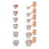 6 Pairs Rose Gold Plated Stud Earrings Set,Hypoallergenic Cubic Zirconia