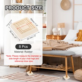 PATIKIL 1.5x1.5" Furniture Coasters, 8 Pcs Caster Cups Furniture Cups Rubber Non-Slip Square Feet Anti-Slip Stopper Pad Protector Sliding for Hardwood Floors Carpet Chair Table, White