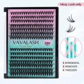 VAVA BEAUTY Boom Kit DIY Clusters, Springtok Bond&Seal, Tweezer, Remover For Girl at Home Makeup Cosmetic -Volume Wispy Dramatic Fluffly Individual Eyelash Extensions:_Misty lash only