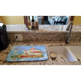 Caroline's Treasures CK2402DDM Merry Christmas Catahoula Leopard Dog Dish Drying Mat Absorbent Dish Drying Mat Pad for Kitchen Counter Dish Drainer Mat for Countertop, 14 x 21", Multicolor