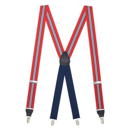 Suspender Store Dressy Grosgrain Suspenders - 1.38-Inch Wide Straps - X-Back - Clip - 54" for 6'1" to 6'5" tall - Red Thin Stripe
