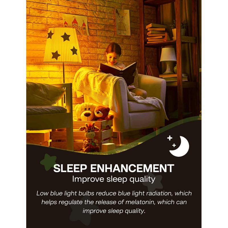 Eastiya Amber Light Bulbs for Sleep: 9W Amber Warm 1800K,