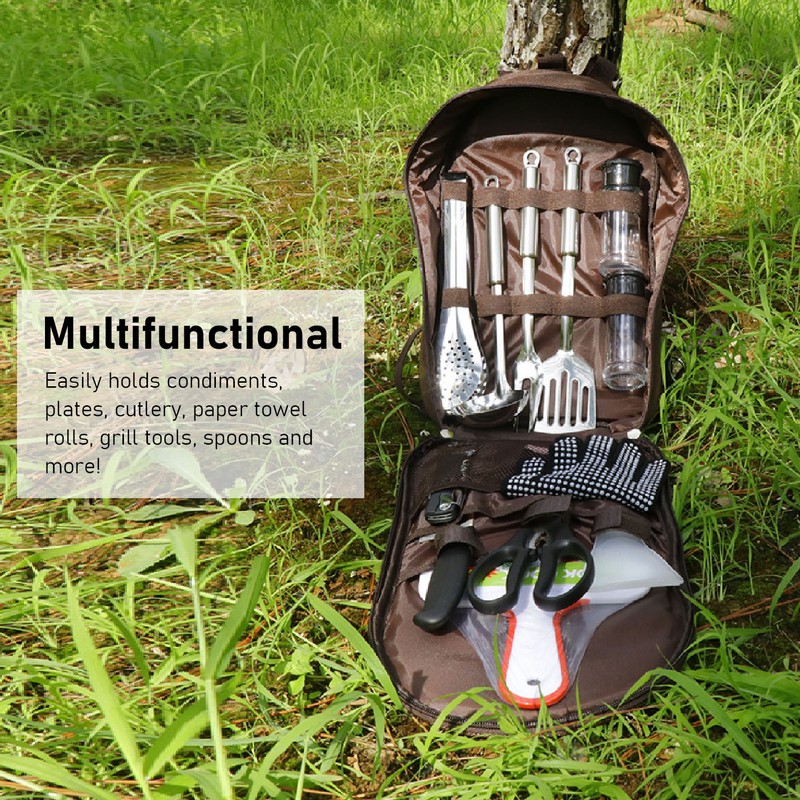 Camping Cooking Utensil Bag Polyester Fiber Multifunctional Portable Camping Cookware