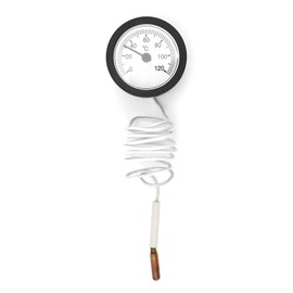 QWORK® Thermometer with Sensor Capilar Used for Boilers, Heating and Cooling Systems, Capillary 1000 mm, 0-120 °C
