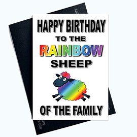 Funny Gay Birthday Cards Rainbow Sheep of The Family Brother Card Sibling PC994