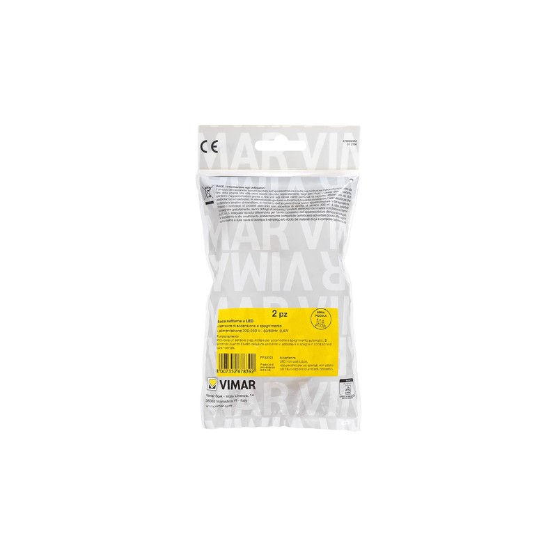 Vimar FP33101 Luce notturna a LED 2 pezzi, accensione e