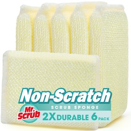 MR. SCRUB 6 Pads All-Purpose Sponges Kitchen, Non Scratch Dish Sponge for Washing Dishes Cleaning Kitchen, Dish Cloths Rags Washcloths Dishcloths for Washing Dishes, Ideal for Kitchen, Bathroom, Mr. Scrub