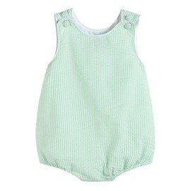 Lil cactus Baby Boys and Girls Green Seersucker Bubble Romper, 12-18 Months