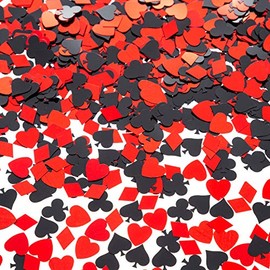 EMAAN Casino Foil Confetti Sequins, Decorative Table, Light Up Your Poker Theme Party (Red, Black)