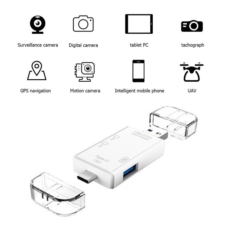 6-in-1 Type-C USB Card Reader for Smartphone and PC, USB20