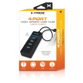 Xtreme 4-Port USB 3.0 High Speed Hub, Works with Laptops/Desktops, Supports All USB Devices: Wireless Mice, Smartphones, Tablets, Plug and Play Installation