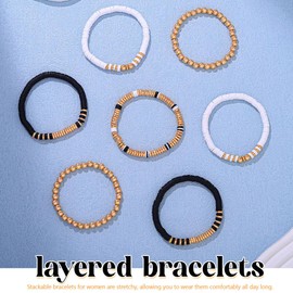 Yean Black Pearl Bracelets Multilayer Bracelet Set Summer Hand Chain for Women