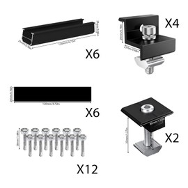 Xmart Solar Panel Bracket Kit Rails for Solar Panels Solar Panel Balcony Power Station Mounting Rail Black 12 cm PV Bracket Adjustable Black Clamp 30-35 mm for Flat Roof Trapezoidal Roof