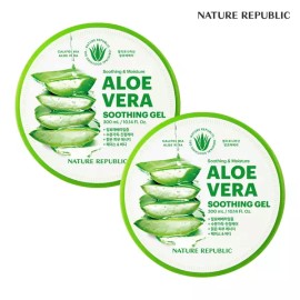 Nature Republic [네이처리퍼블릭/비건인증] 수딩 앤 모이스처 알로에베라 수딩젤 300ml 2개 [Nature Republic/Vegan Certified] Soothing and Moisture Aloe Vera Soothing Gel 300ml 2 Pieces