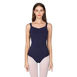 (X-Large, Navy Blue) - ModLatBal Women's Camisole with Cross Straps Ballet Dance Leotards
