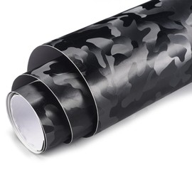 AuMoHall Black Camouflage Pattern Car Vinyl Wrap Roll Black DIY Car Protective Film Air Release Film Sheet, 59.84" x 19.68"