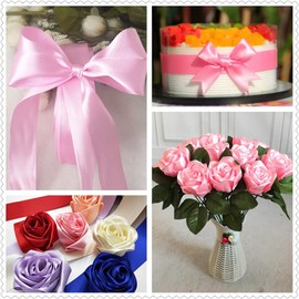 Pink Satin Ribbon 2 Inch x 25 Yards, Solid Color Fabric Ribbon for Gift Wrapping, DIY Crafts, Hair Bows Making, Wreaths, Christmas Ornaments, Wedding Party Decoration and Sewing Projects