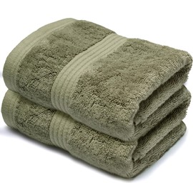 Makooz Luxurious Bamboo Hand Towels for Bathroom Pack of 2 – 700 GSM Bamboo & Egyptian Cotton 50/50 Blend -Ultra Silky Soft, Quick Dry, Absorbent Premium Plush Bath Guest Towel Set -Sage Green 50x85CM
