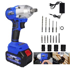 BRIEFNESS Electric Impact Driver Cordless Impact Wrench 1/2 inch Torque Wrench 310ft-lbs with 4 Sockets and Drill Bits 6.0Ah 2pcs Battery and Charger