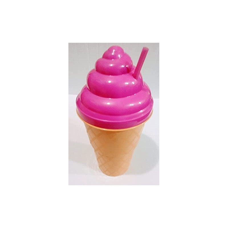 JUS JF-Jumbo Ice Cream Cone Shaped Plastic Cup,48 oz.Pink &