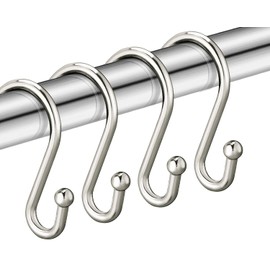 Nickel Shower Curtain Hooks, Rust Proof Shower Curtain Rings for Bathroom, Set of 12 CHICTIE Silver S Shaped Decorative Shower Curtain Hooks Hangers for Bathroom Curtains,Clothing, Towels, etc