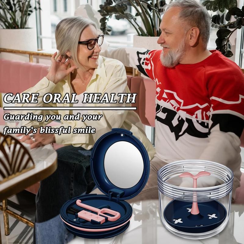 Denture Case Absolutely Leak-Proof Bath For Traveling With Mirror Brush