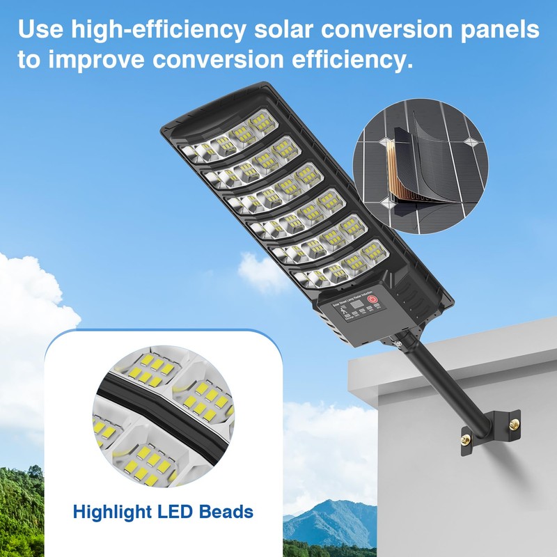 Solar Street Lights Outdoor Waterproof,48000LM 320°Wide Angle Flood Light, LED