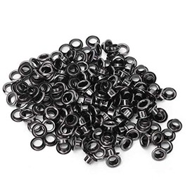 Grommets Eyelets, 100 Set Double Side 4mm Eyelet Brass Eyelet Grommet Kit Metal Antique Style Eyelet Clothing Bag Accessory with 100Pcs Gasket(Black) Fasteners