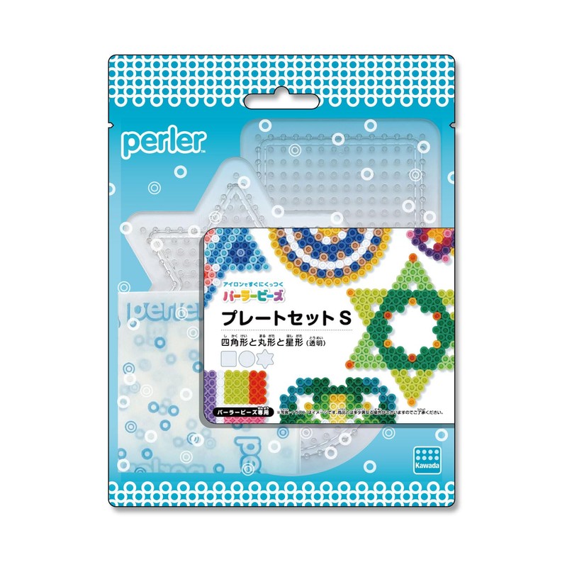 Kawada 80-30030 Perler Beads Plate Set, Small, Square, Round and