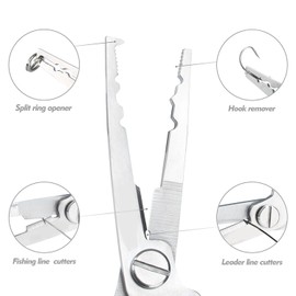 Stainless Steel Fishing Pliers - Hook Remover Tool -BB Crimper- Line Snips.