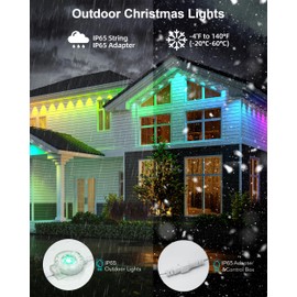 DELITOR Permanent Outdoor Lights, 111ft with Smart 72 LED Light with App Control, DIY Scene Modes IP65 Waterproof Christmas Outdoor Lights Outside Roofline Decor, Garden Decor, Party, Holiday Xmas