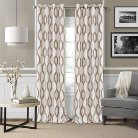Elrene Home Fashions Renzo Ikat Geometric Room-Darkening Window Curtain, Living Room and Bedroom Drape with Grommets, 52"x95", 1 Panel, Natural
